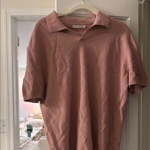 Zara Pink Polo Shirt Classic Knit Design